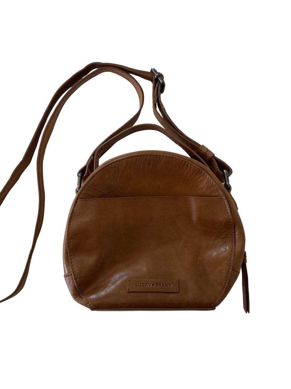Lucky Brand Tan Brown Round Leather Crossbody